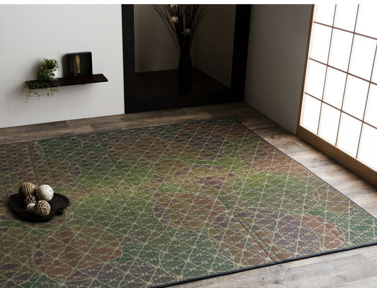 い草ラグ　おしゃれ　国産　カーペット カラフル 幾何柄 『Fサボン』 ピンク 約191×250cm【ピンク】 