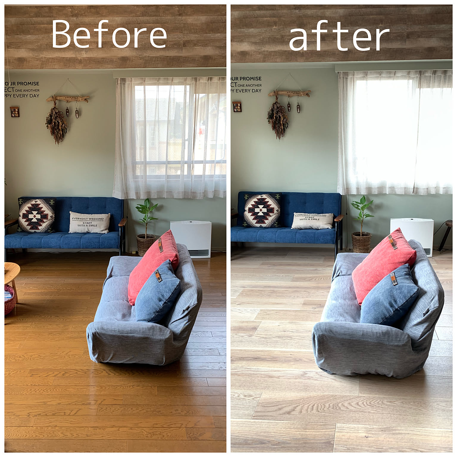 Before&Afterで違いがはっきり☆クッションフロアのDIY実例