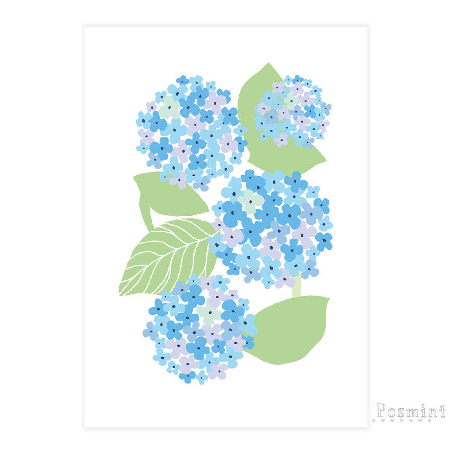 《ブルー紫陽花のポスター》A4サイズ