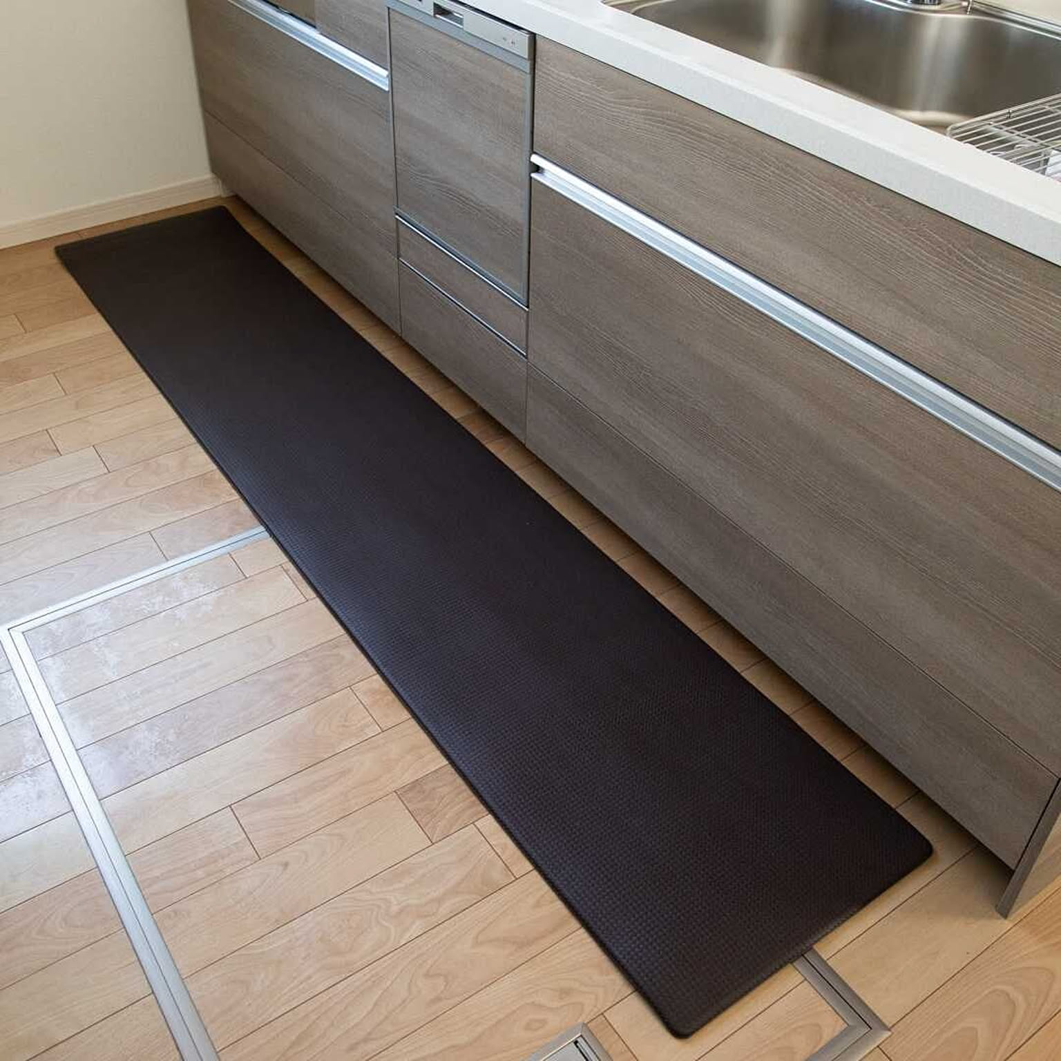 【オカトー】衝撃吸収キッチンマット ブラウン 45x240
