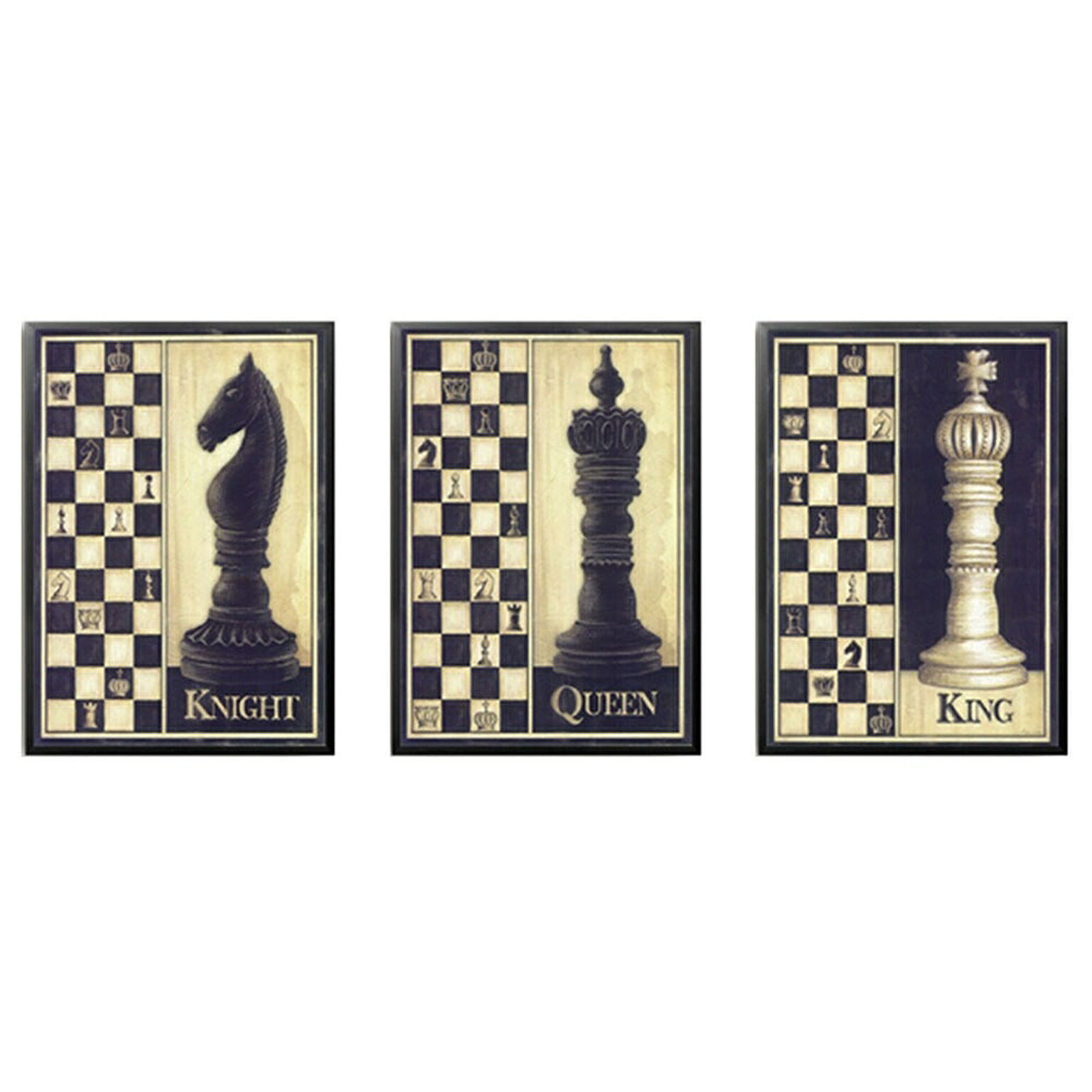 ポスター 3枚セット ナイト クィーン キング アンティーク チェス 駒 デザイン チェス盤 インテリア おしゃれ 大人 デザイン クラシック 通販 Roomclipショッピング