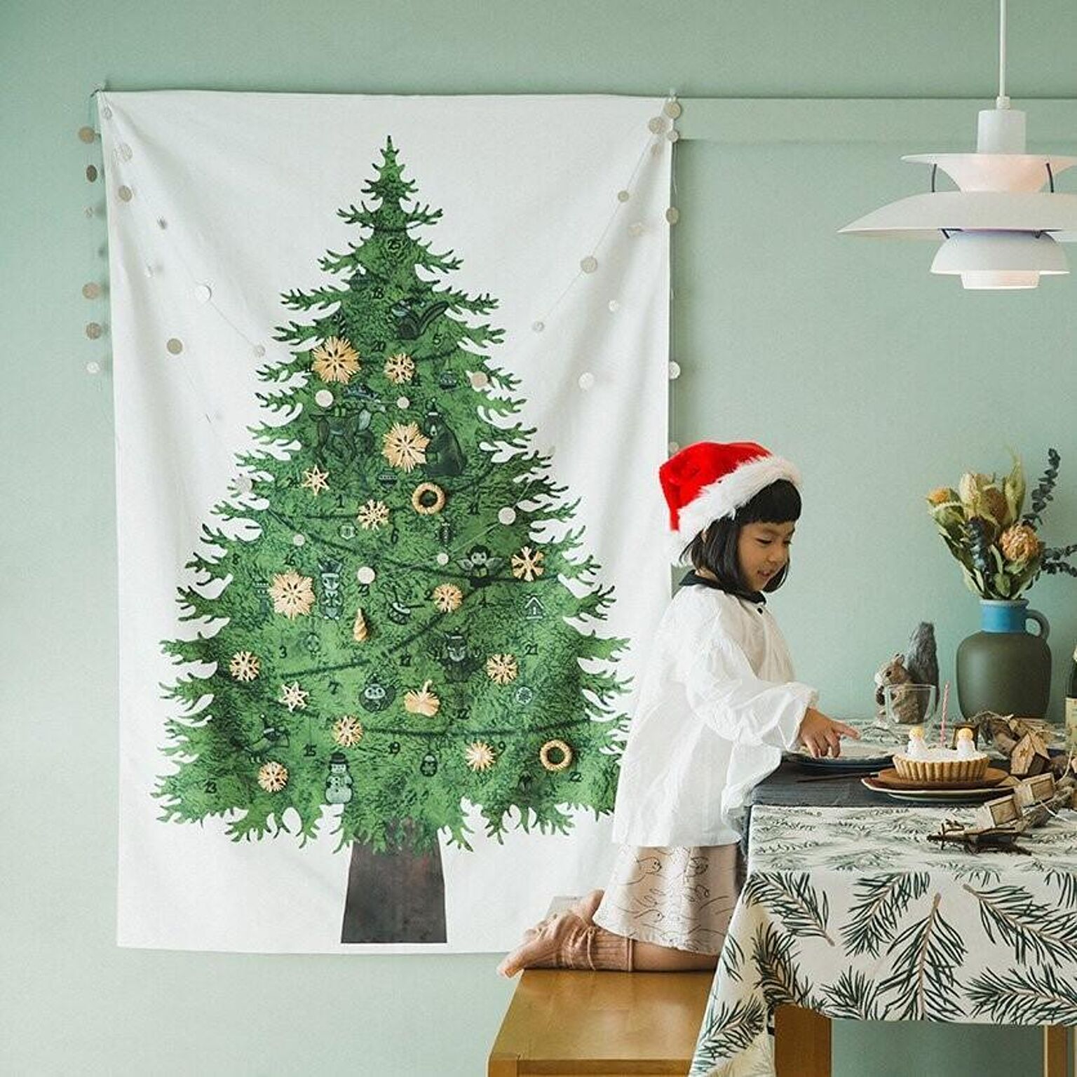 大サイズ nunocoto fabric クリスマスツリータペストリー