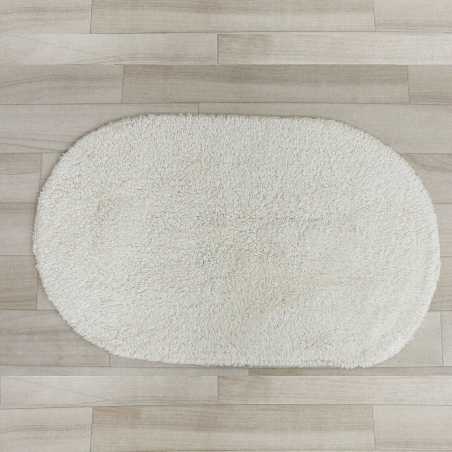 バスマット インド綿 マット 約45×75cm 楕円形 (Y) 玄関マット キッチンマット タオル素材 コットン100% ウォッシャブル 肌にやさしい かわいい 吸水 無地 シンプル 引っ越し 新生活