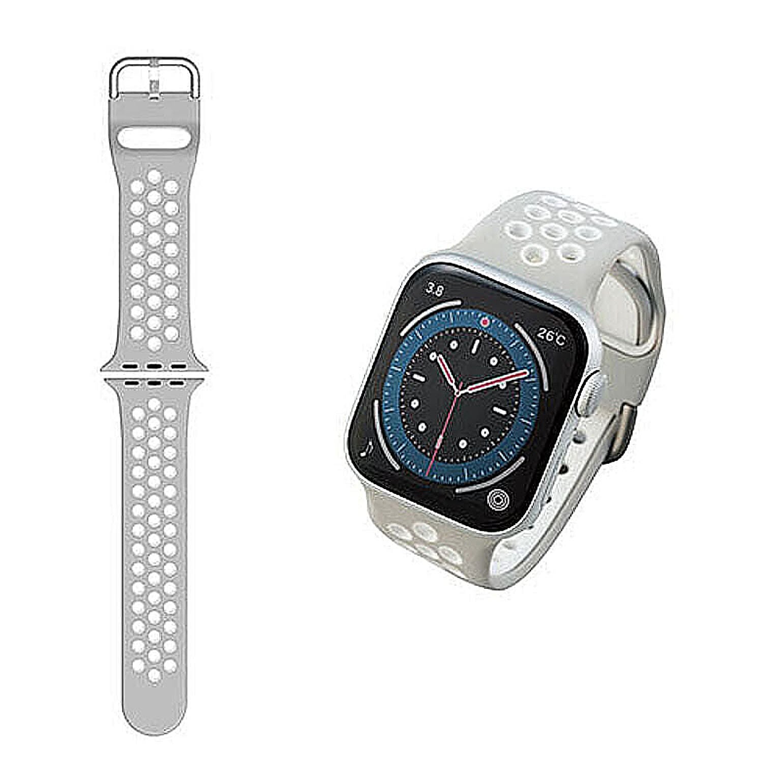 エレコム Apple Watch 41mm 40mm 38mm バンド グレー×ホワイト AW-40BDSCNGY 管理No. 4549550232265