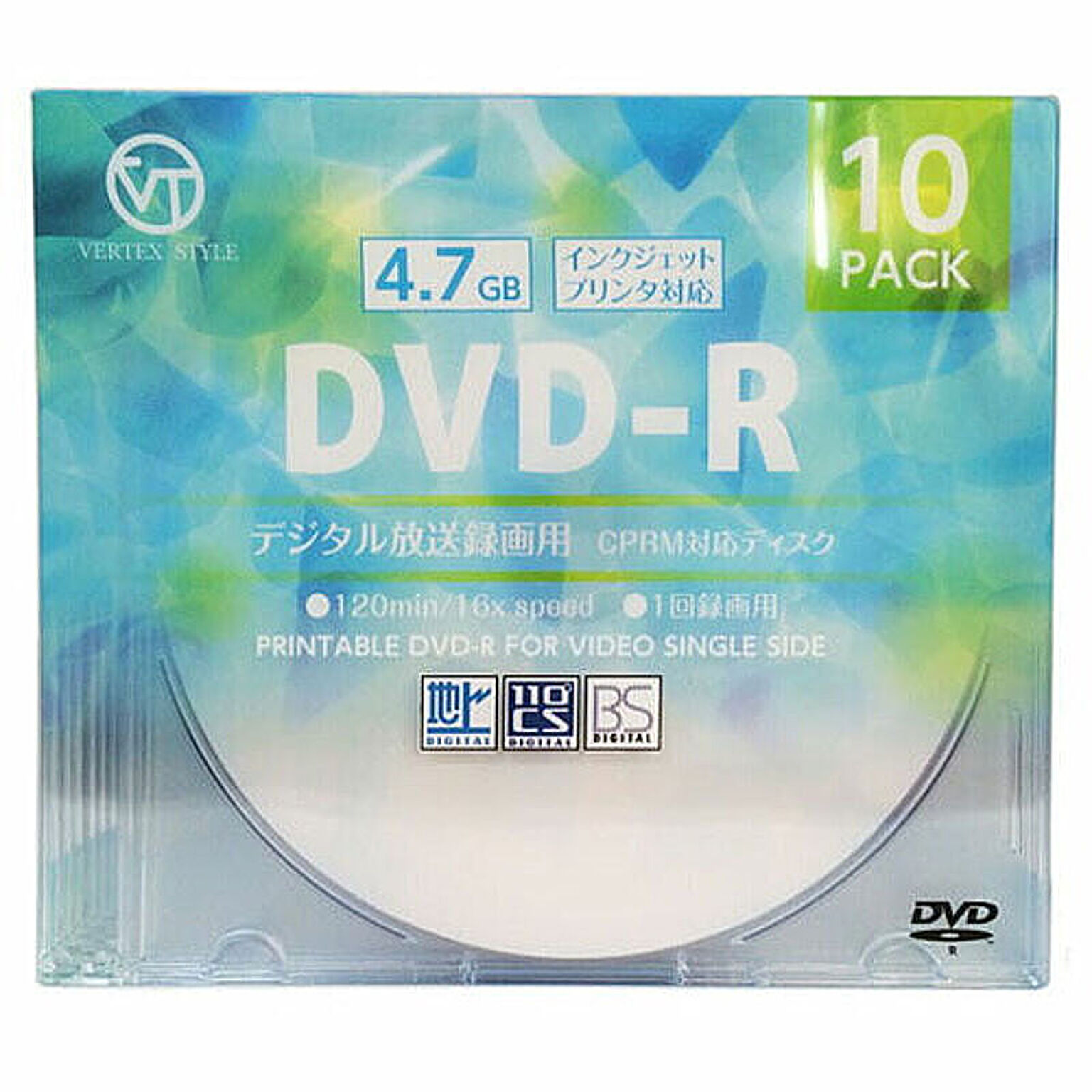 VERTEX DVD-R(Video with CPRM) 1回録画用 120分 1-16倍速 10P DR-120DVX.10CA 管理No.  4512254004124 通販 RoomClipショッピング