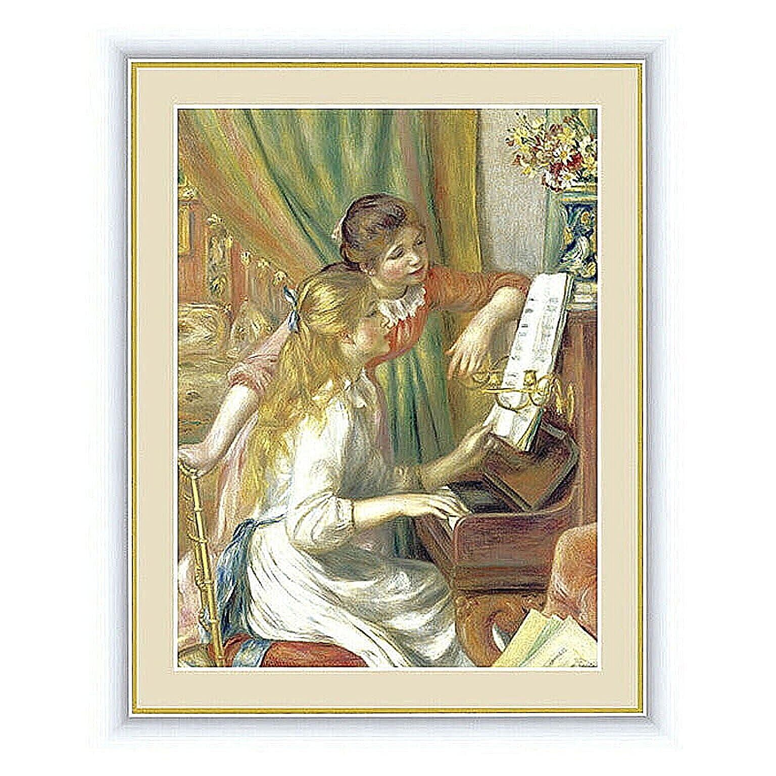 アート 額絵 ピアノに寄る少女たち ルノワール 本紙サイズ F6(約40x30cm) 額サイズ 52x42cm 三幸