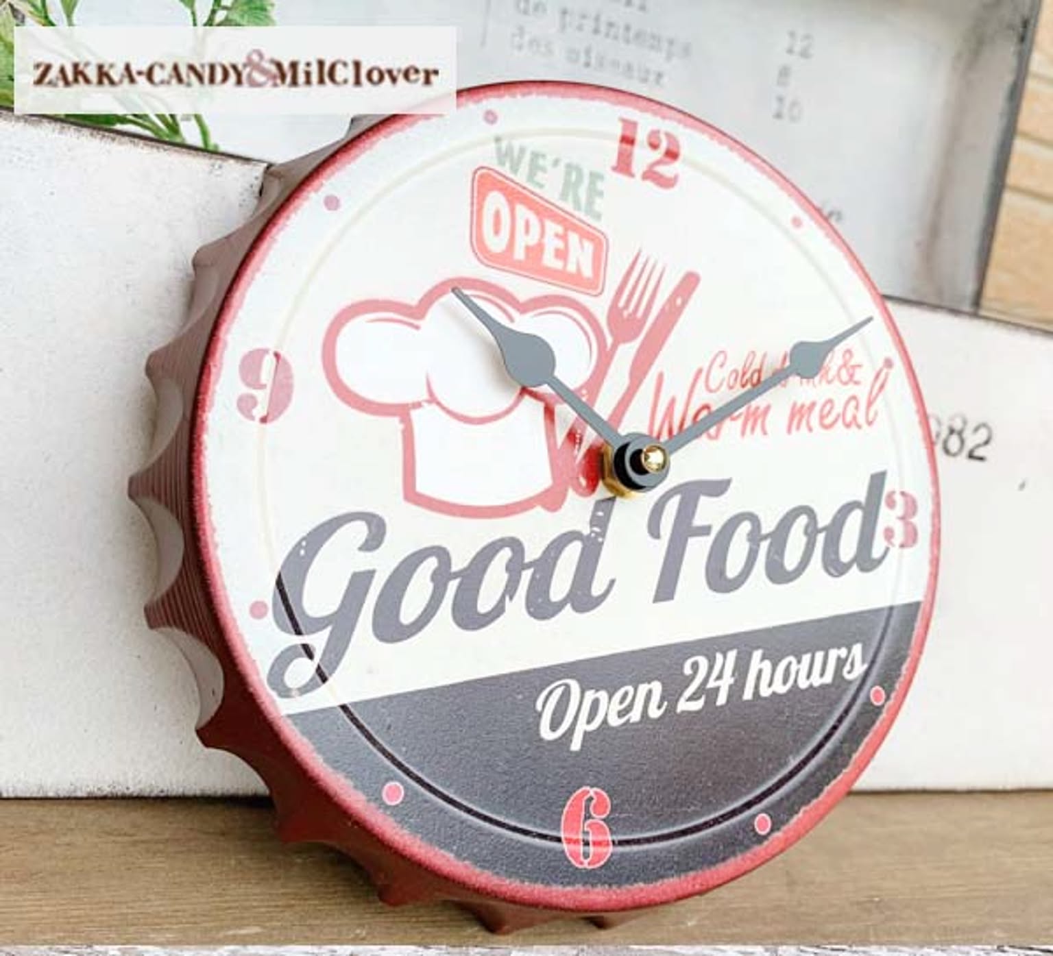掛け時計 ティンサイン クラウンクロック フード GOOD FOOD