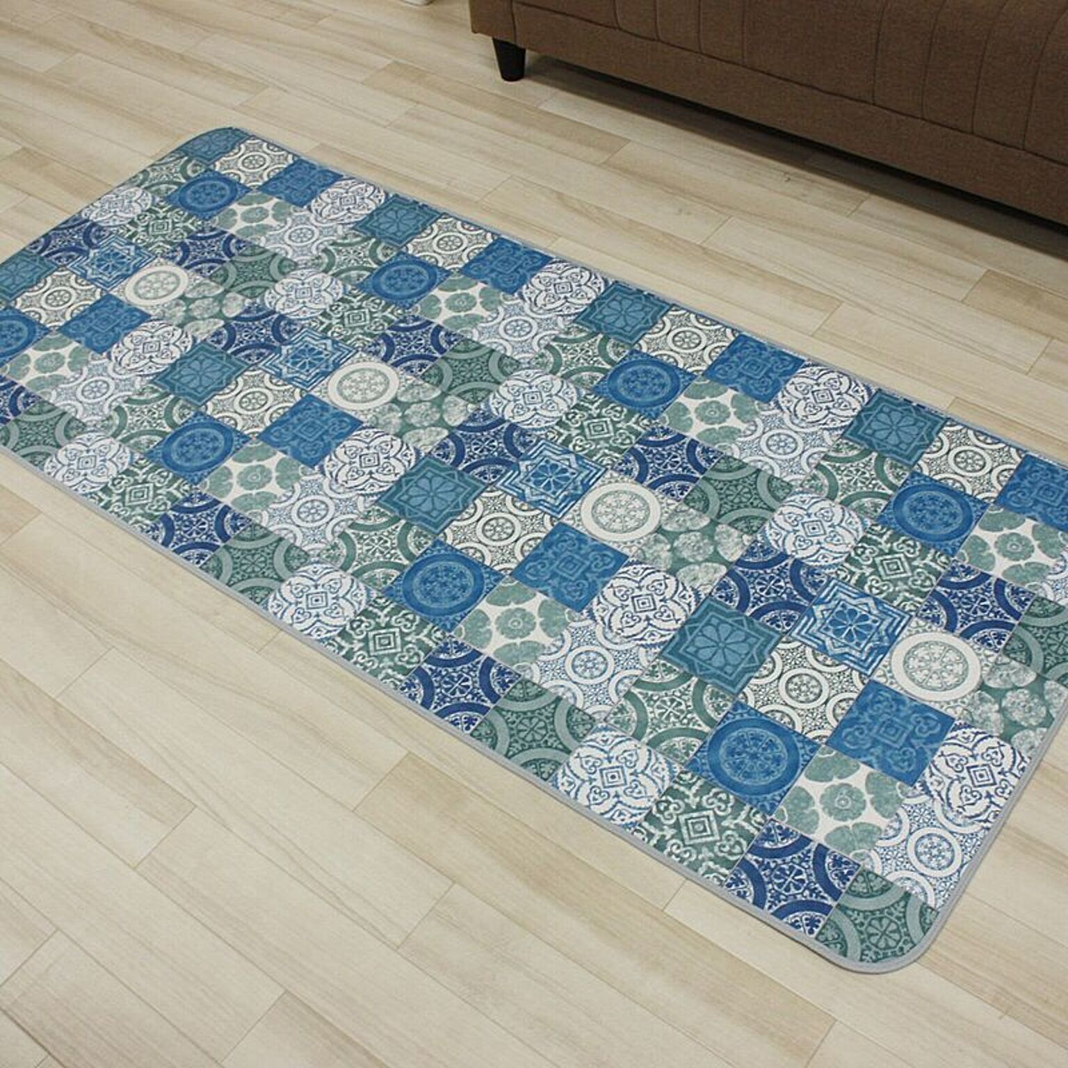 クッションフロア キッチンマット 約60×120cm (SL)  縁あり ( テープロック加工 ) 幅60cm ビニール製 クッションシート 台所用 抗菌 撥水 防汚 防カビ 日本製 引っ越し 新生活