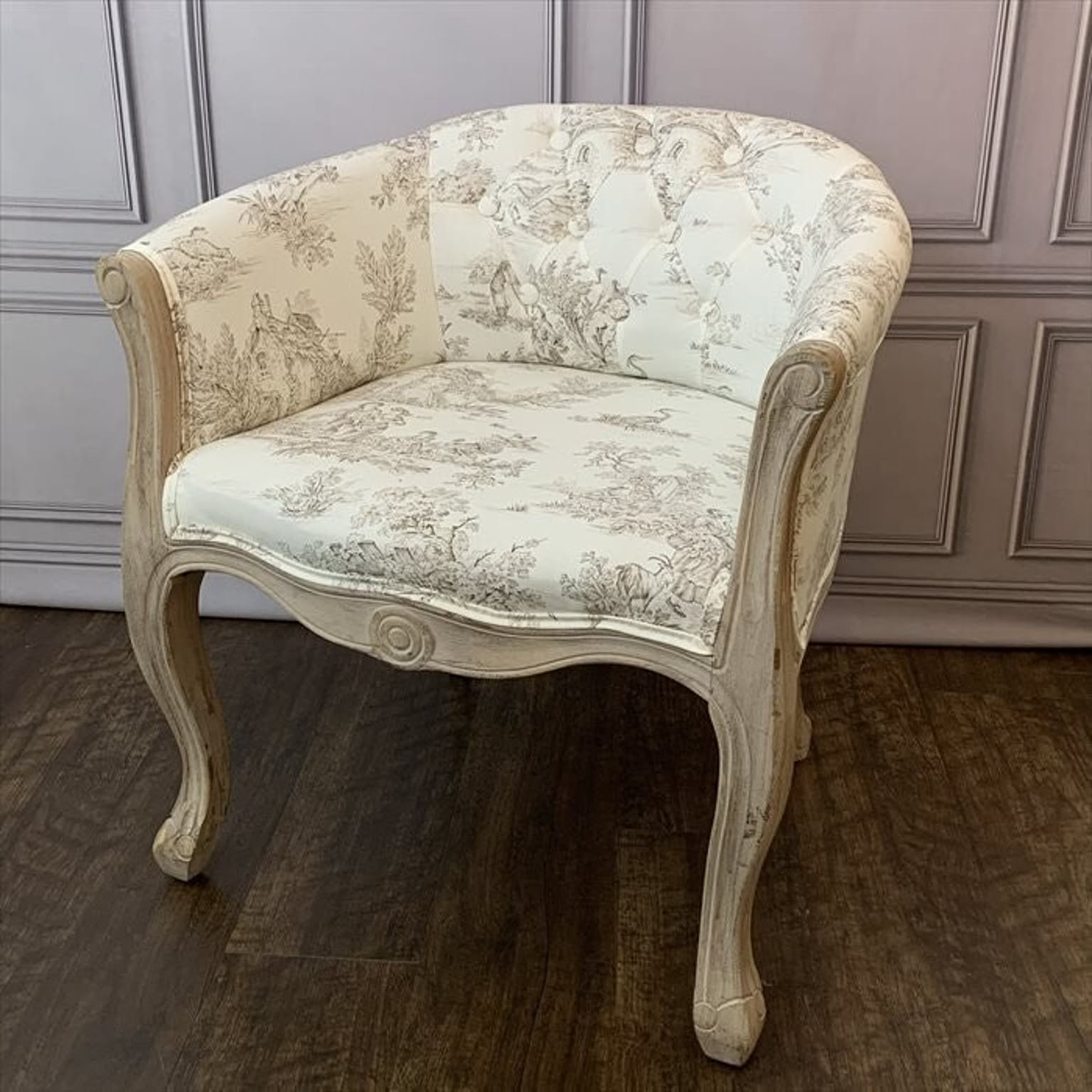 ヴィヴィアンホームスタイル フレンチインテリア・アームチェア トワルドジュイ Toile de Jouy 17702AC-JY02