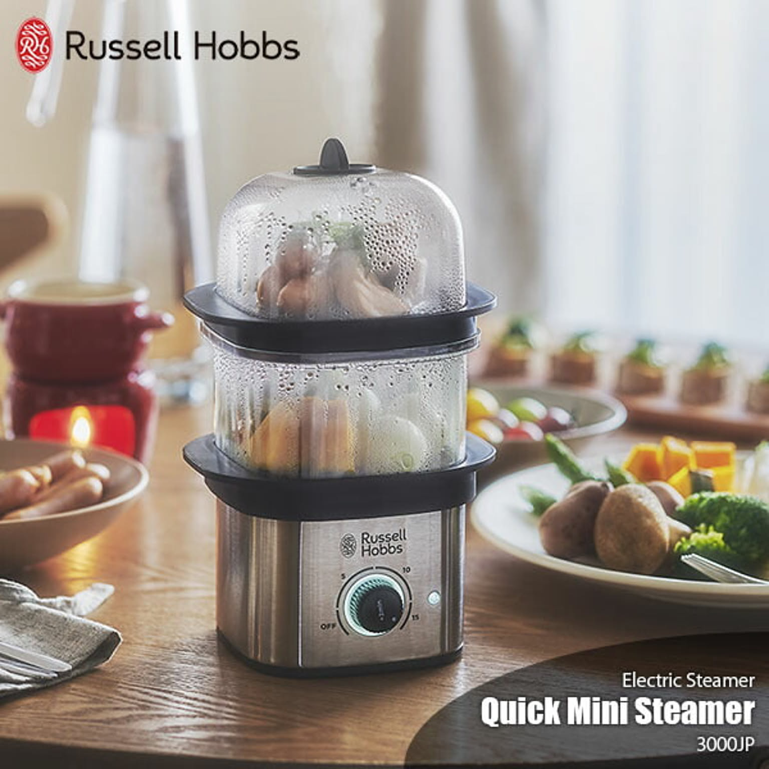 【クリスタル岩塩進呈】Russell Hobbs/ラッセルホブス Quick Mini Steamer クイックミニスチーマー 3000JP