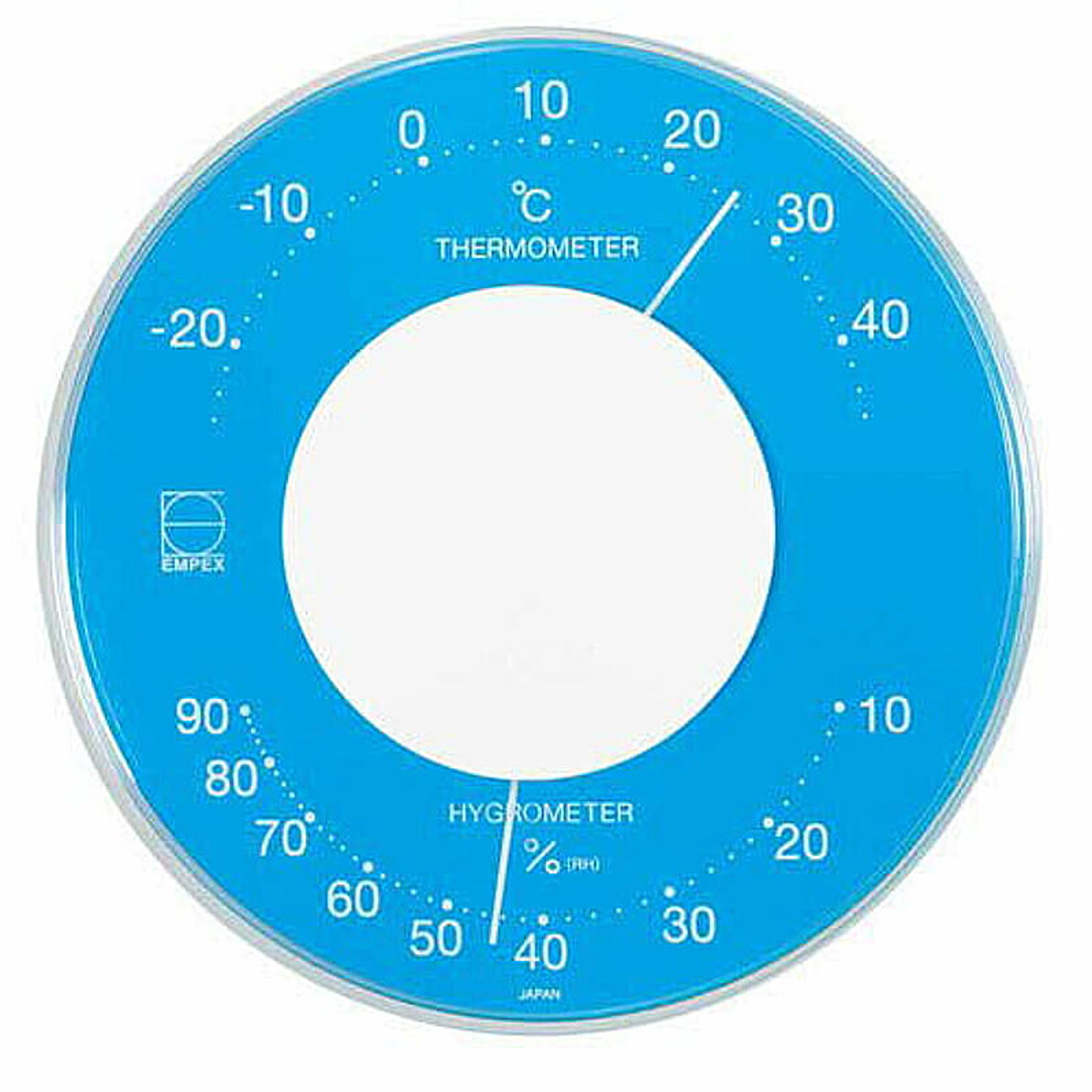 EMPEX 温度・湿度計 セレナカラー 丸型 置き掛け兼用 LV-4356 ブルー 管理No. 4961386435601