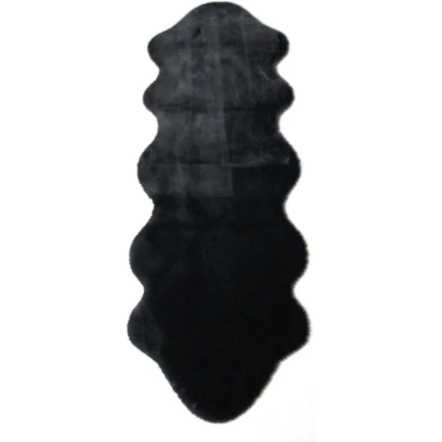 ムートンラグ ムートンフリース ムートン フェイクファー ふわふわラグ 約60×180cm （2匹サイズ） カーペット マット Mouton 絨毯 手洗い可能 短毛タイプ フェイク (Y)