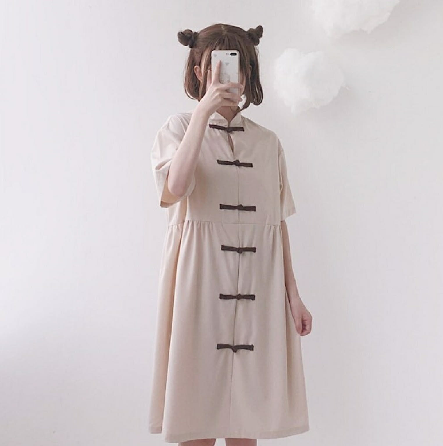 ロリチャイナ 選べる2色 チャイナボタン ワンピース Aラインワンピース ワンピース ひざ下丈 ロリータ 漢服 レディース 可愛い チャイナワンピース ミディアム丈 通販 Roomclipショッピング