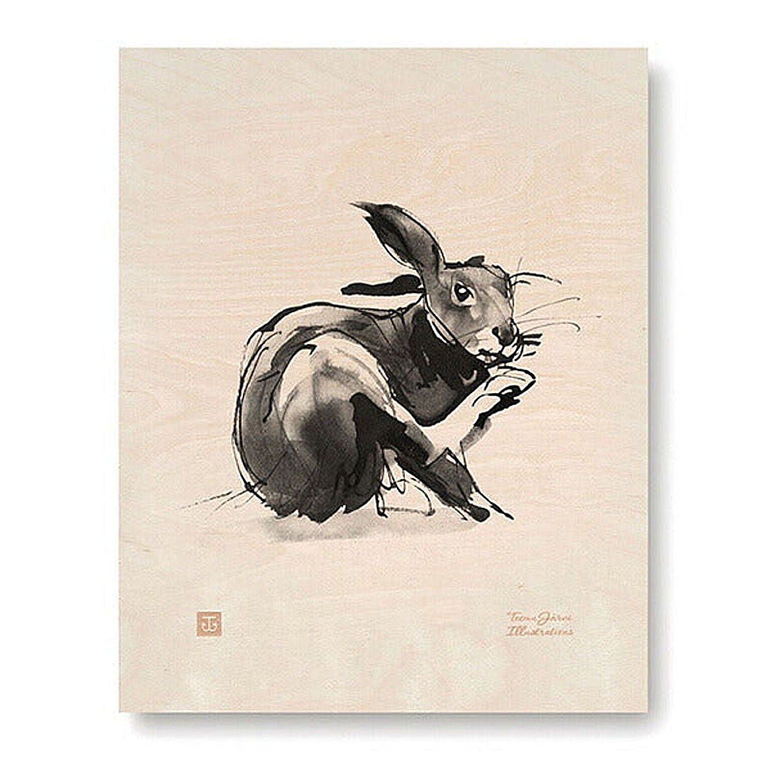 木のポスター Teemu Jarvi 24x30 EUROPEAN HARE ウサギ POWFG-EH2