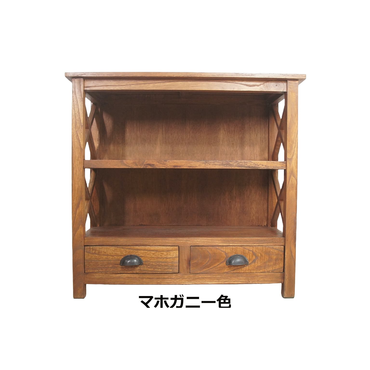 アンティーク調 チーク無垢 クロスラックシェルフ ラスティック仕上 she050