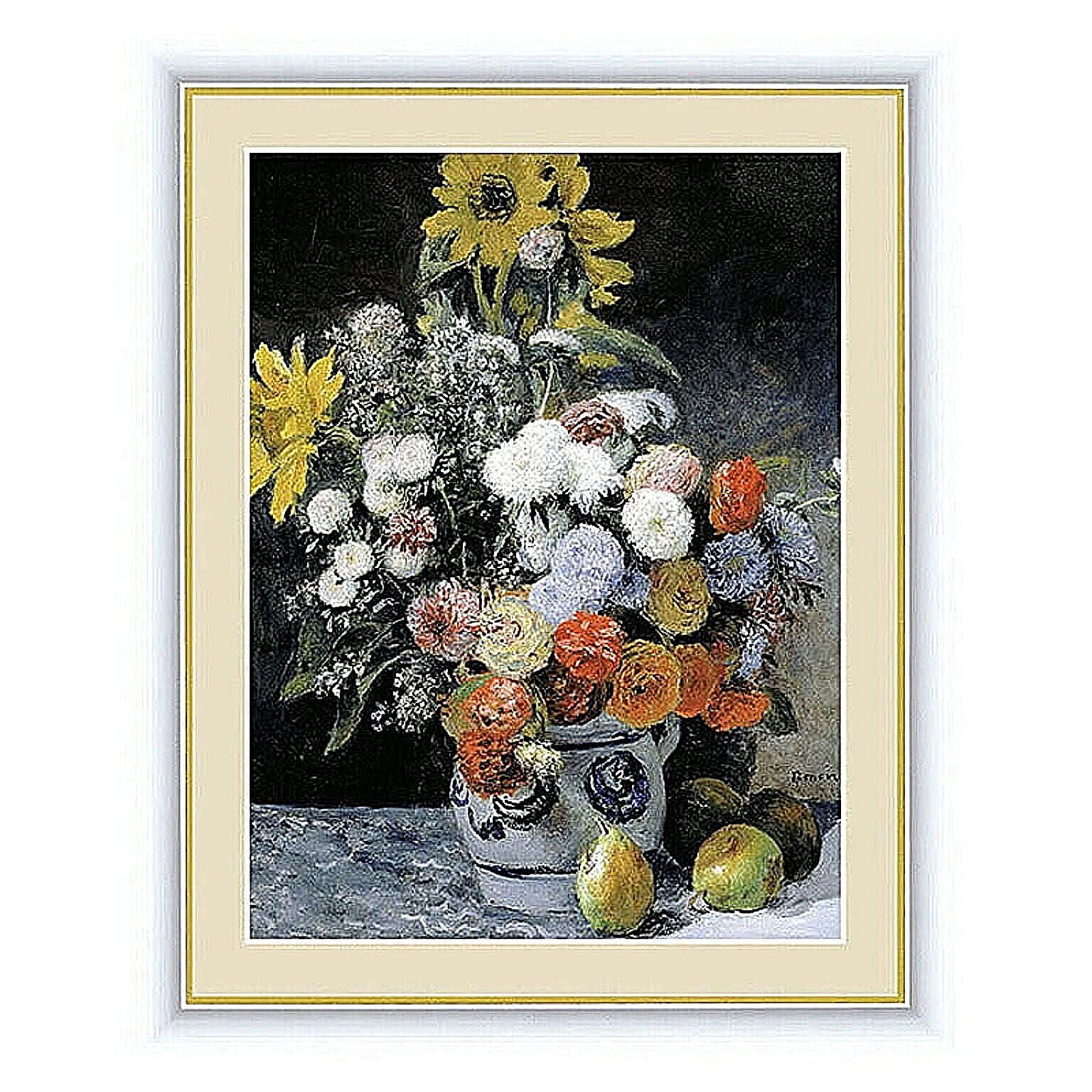 『5年保証』 ルノワール 静物 油彩 6号 販売 絵画 F6 Chrysanthemums of Vase 絵画