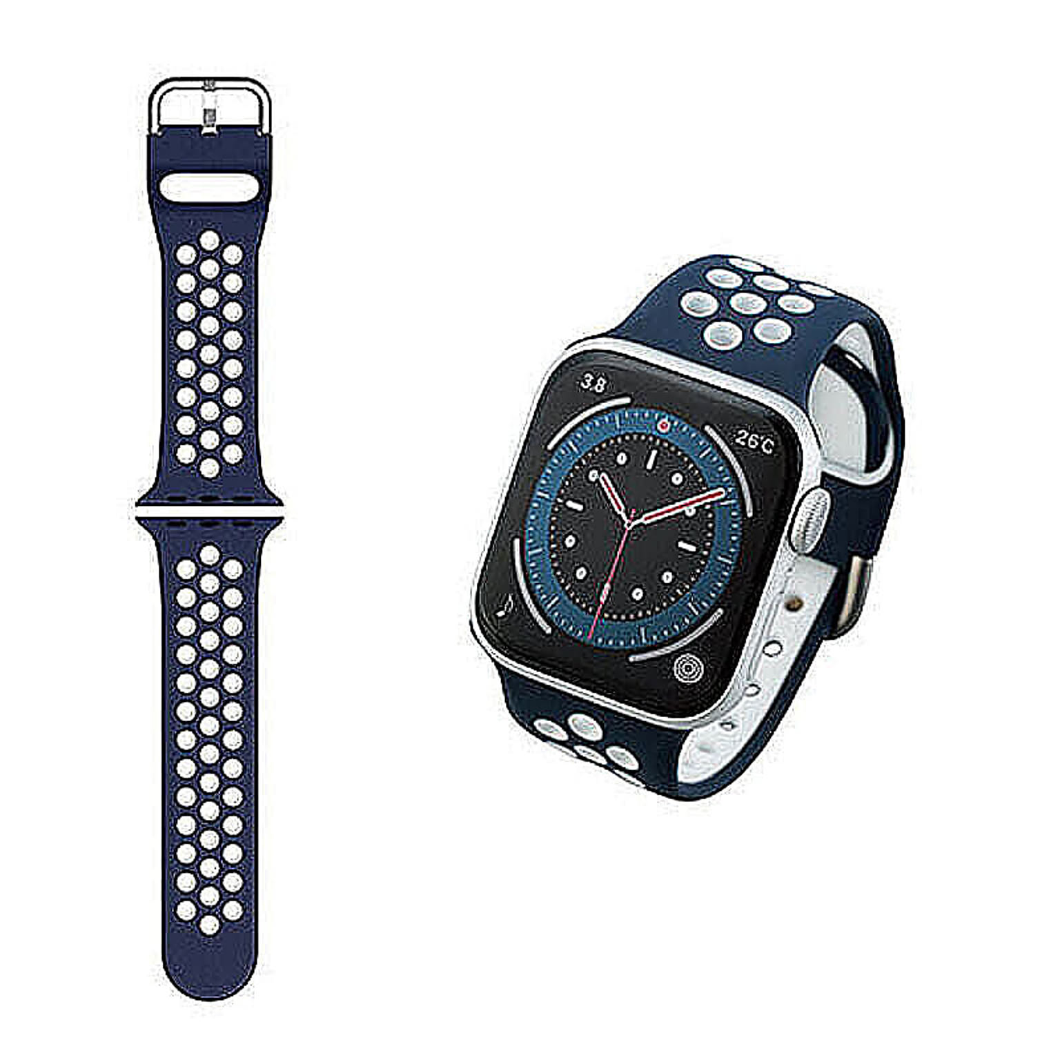 エレコム Apple Watch 41mm 40mm 38mm バンド ネイビー×ホワイト AW-40BDSCNNV 管理No. 4549550232272