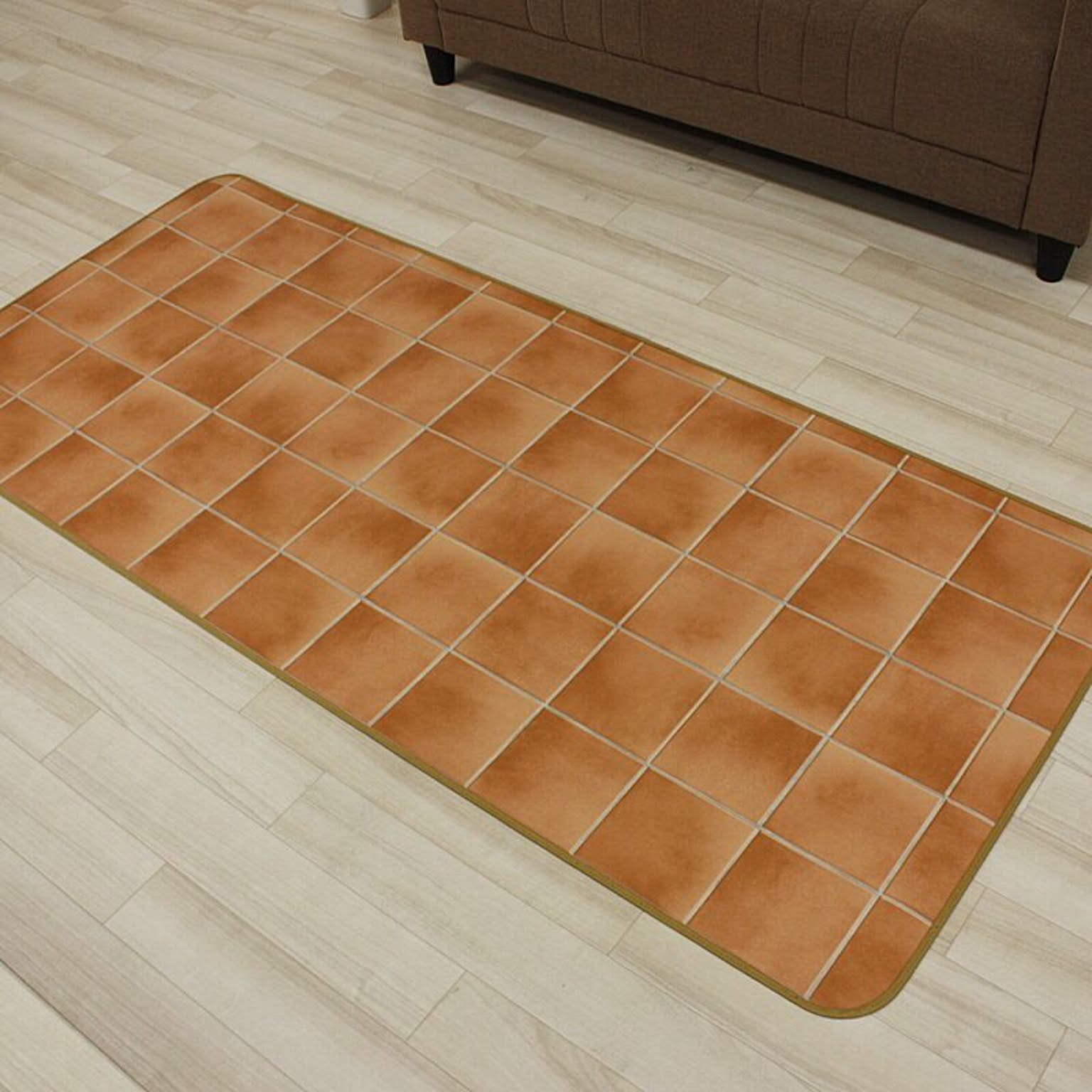 クッションフロア キッチンマット 約80×270cm (SL) 縁あり ( テープロック加工 ) 幅80cm ビニール製 クッションシート 台所用 抗菌 撥水 防汚 防カビ 日本製 引っ越し 新生活