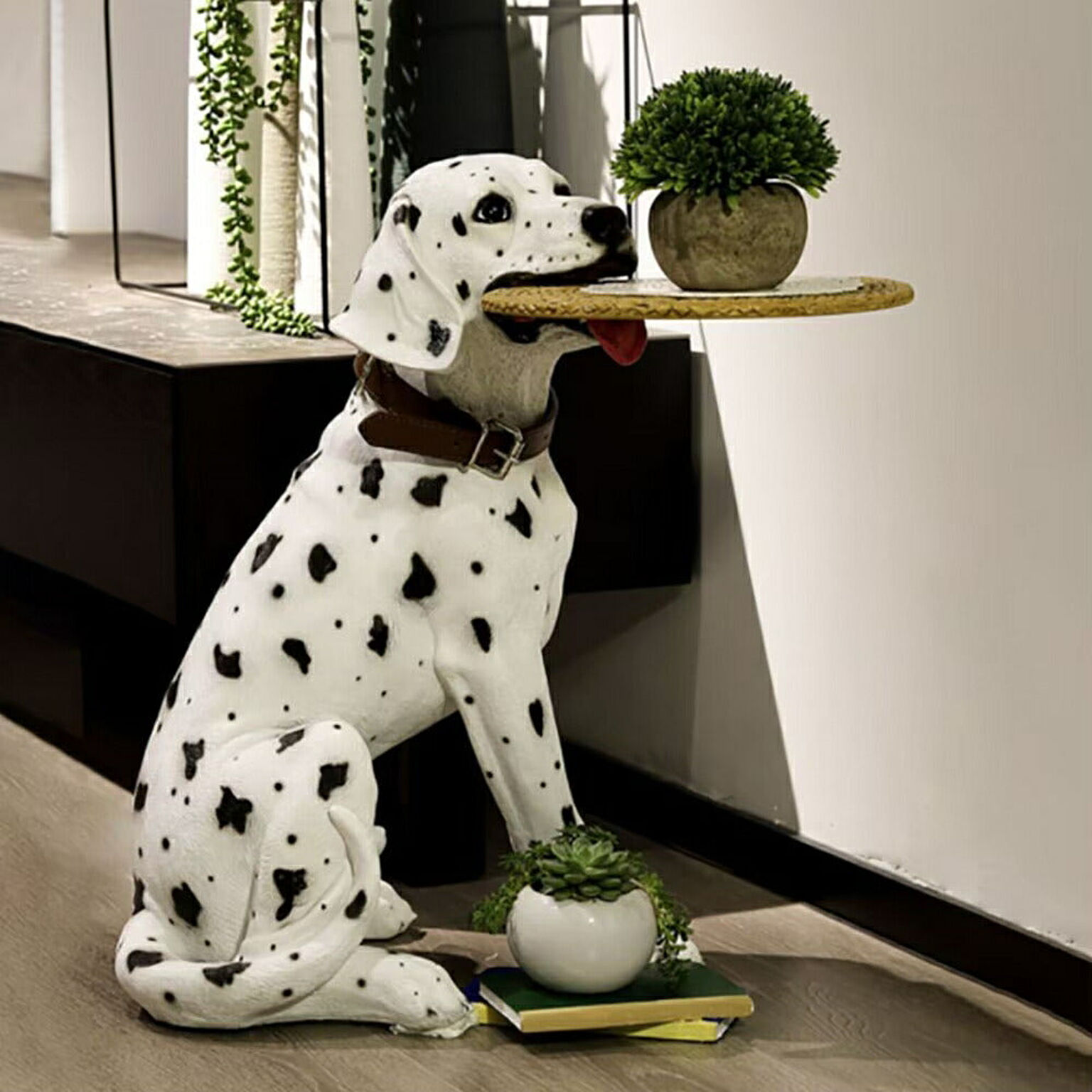 テーブル 置物 ダルメシアン 犬 サイドテーブル 高さ53cm インテリア