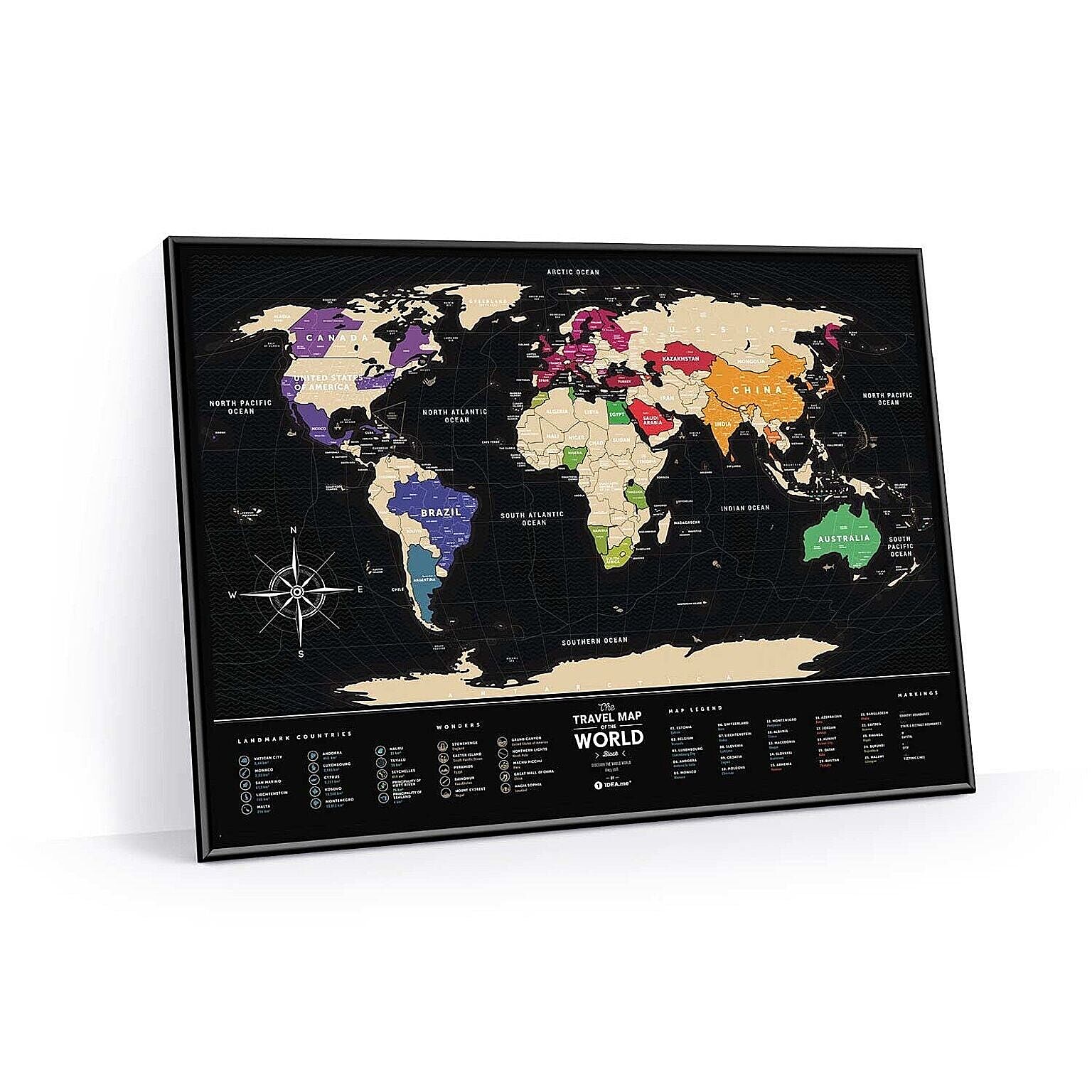 【ウクライナギフトブランド 1DEA.me】トラベルマップ スクラッチポスター　世界地図（ブラック&ゴールド）　 Travel Map Black World