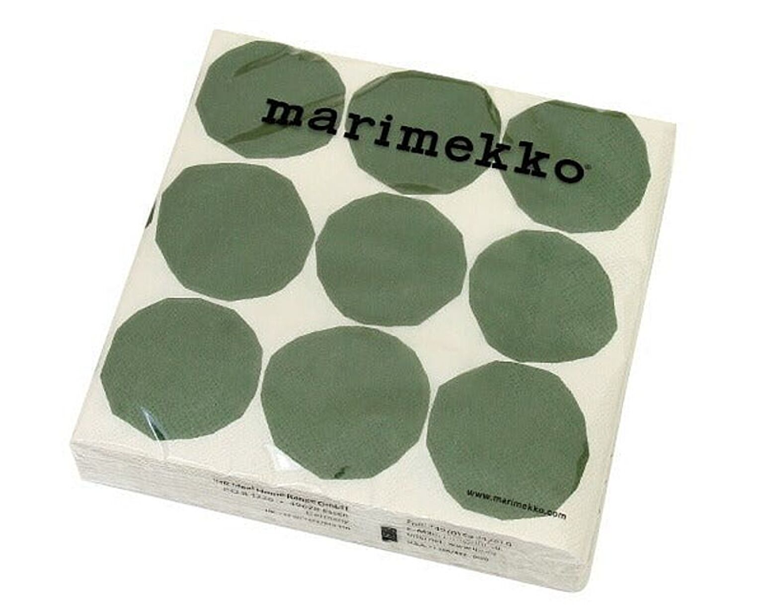 マリメッコ ペーパーナプキン キヴェット ホワイト/グリーン 33x33cm 20枚入り marimekko KIVET