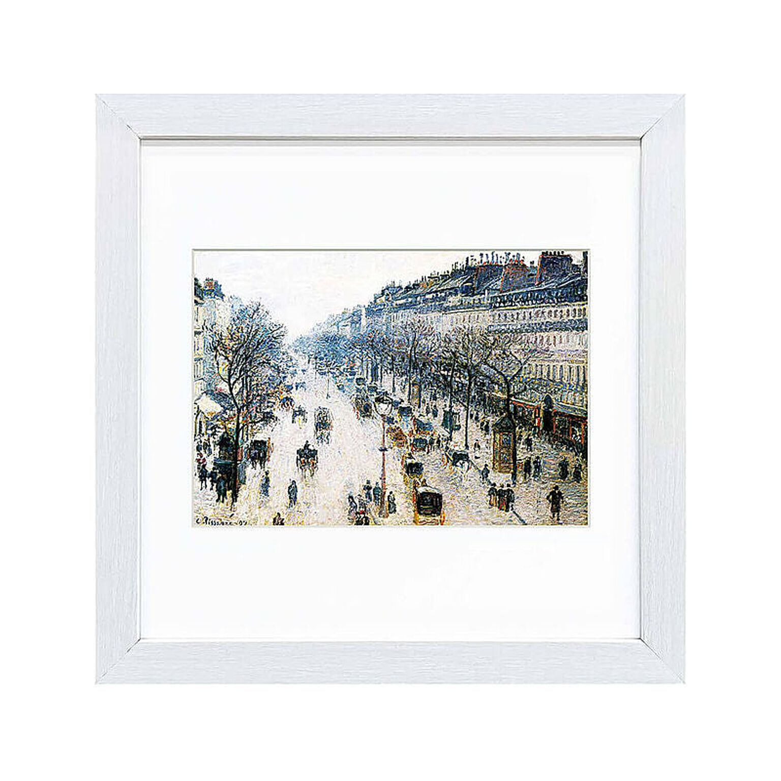 Camille Pissarro（カミーユ ピサロ） モンマルトル大通り 冬の朝 アートポスター（フレーム付き） m11440