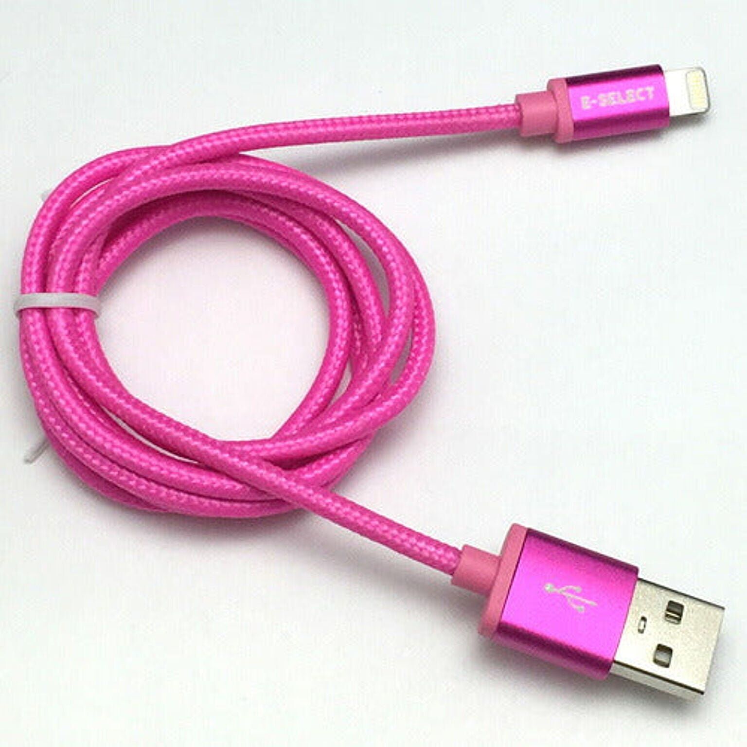 E-SELECT MFI認証ライトニングカラーケーブル (断線しにくいナイロン編みこみタイプ) 1m ピンク ES-LTCB1ANP