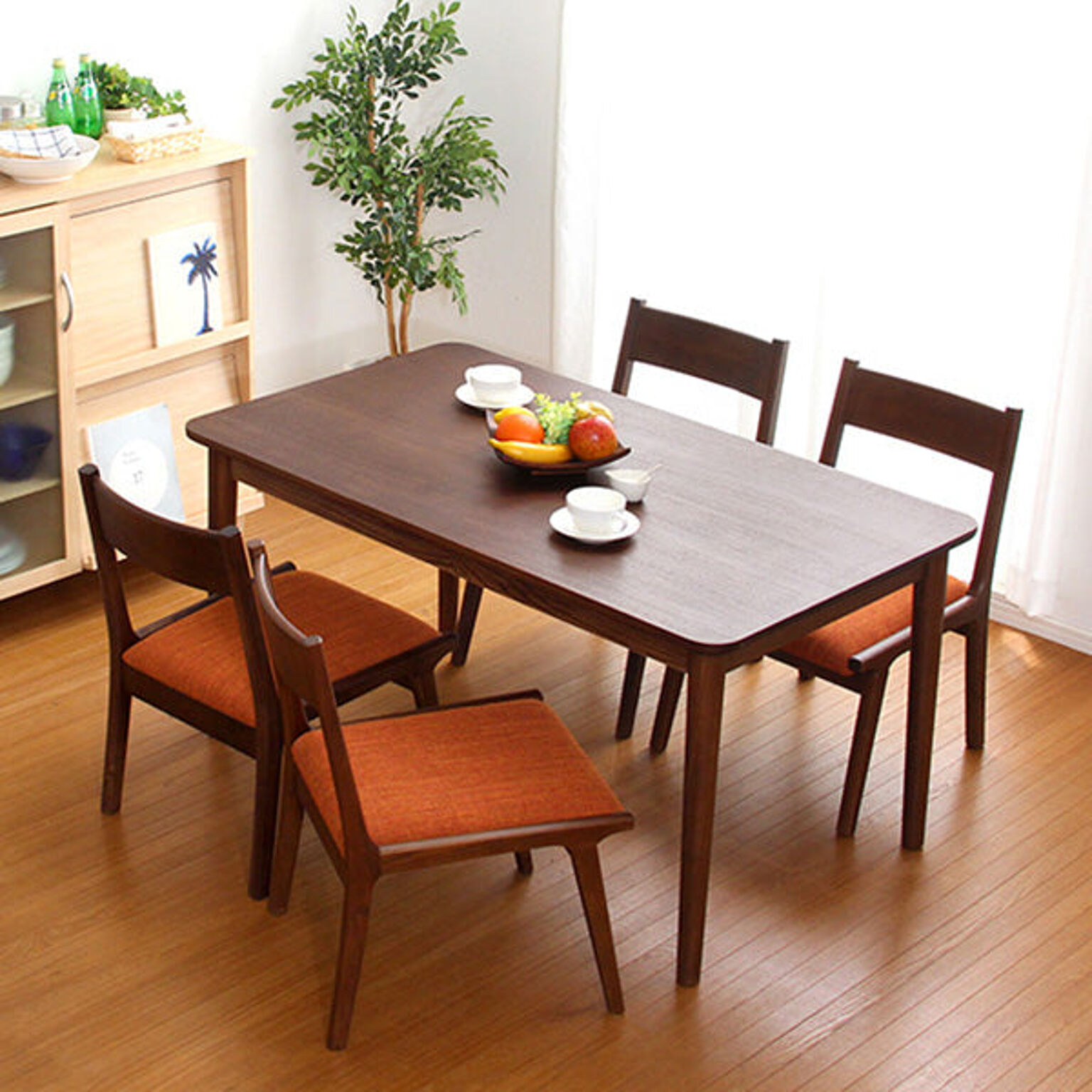 ダイニング5点セット（テーブル+チェア4脚）ナチュラルロータイプ ブラウン 木製アッシュ材｜Risum-リスム- - 通販 |  RoomClipショッピング