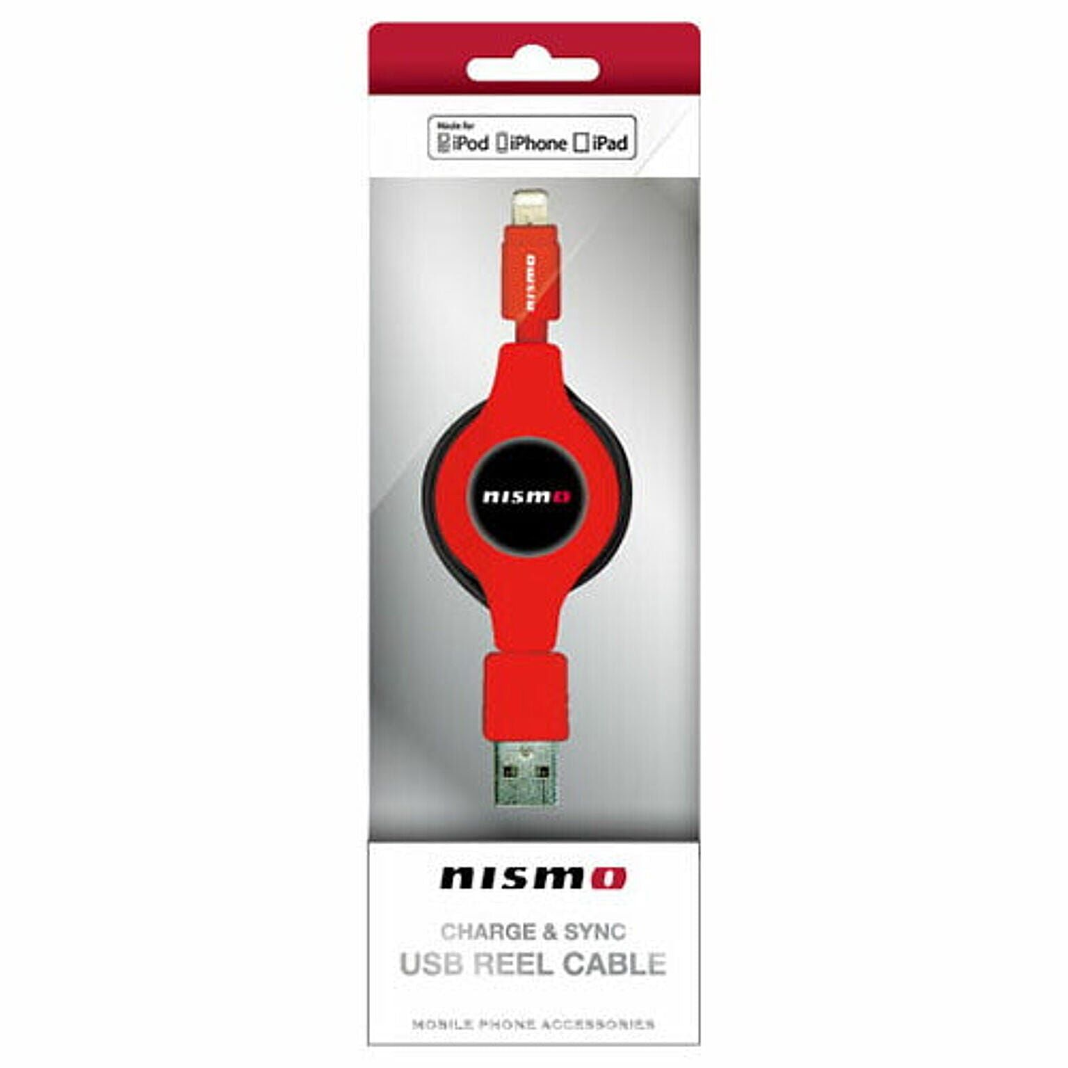 NISSAN 公式ライセンス品 NISMO CHARGE & SYNC USB REEL CABLE FOR IPHONE RED NMMUJ-RRD