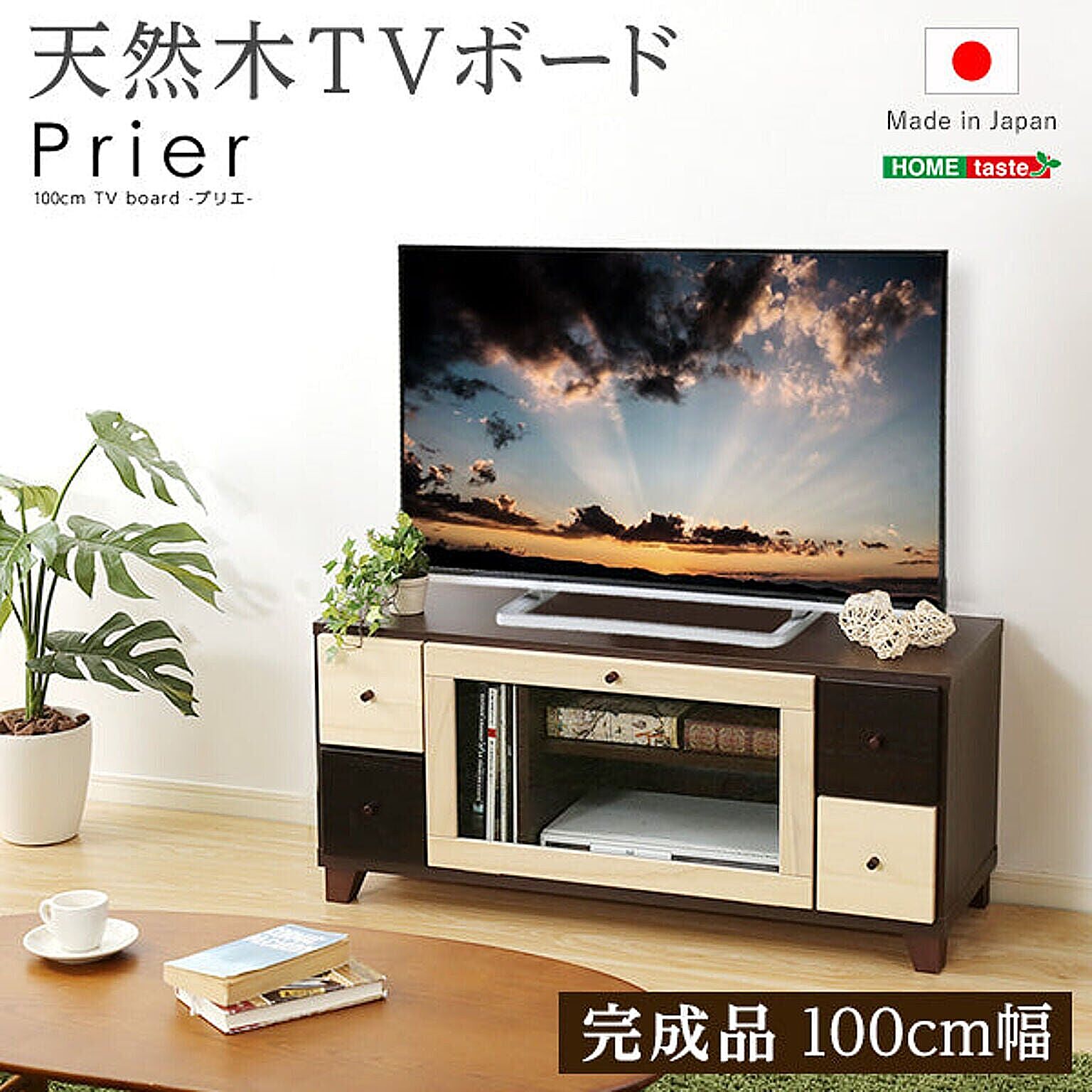 ホームテイスト prier-プリエ- 完成品TVボード 幅101cm ツートンカラー