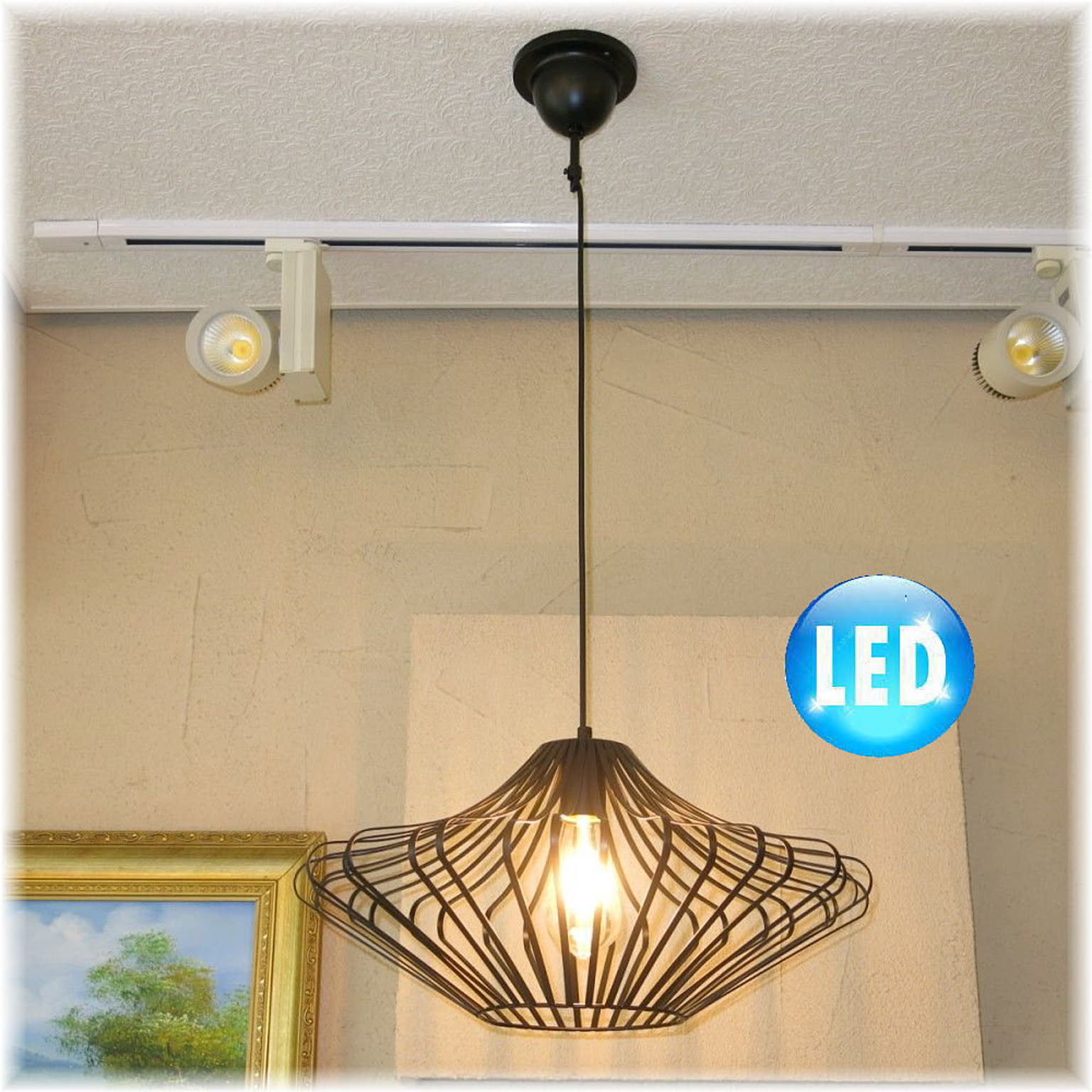 【LED付き！】新品 粋なデザイン ブラックアイアン LED 吊り下げ照明 シャンデリア 照明 照明器具 LED ペンダント ライト 豪華 家電 おしゃれ アンティーク