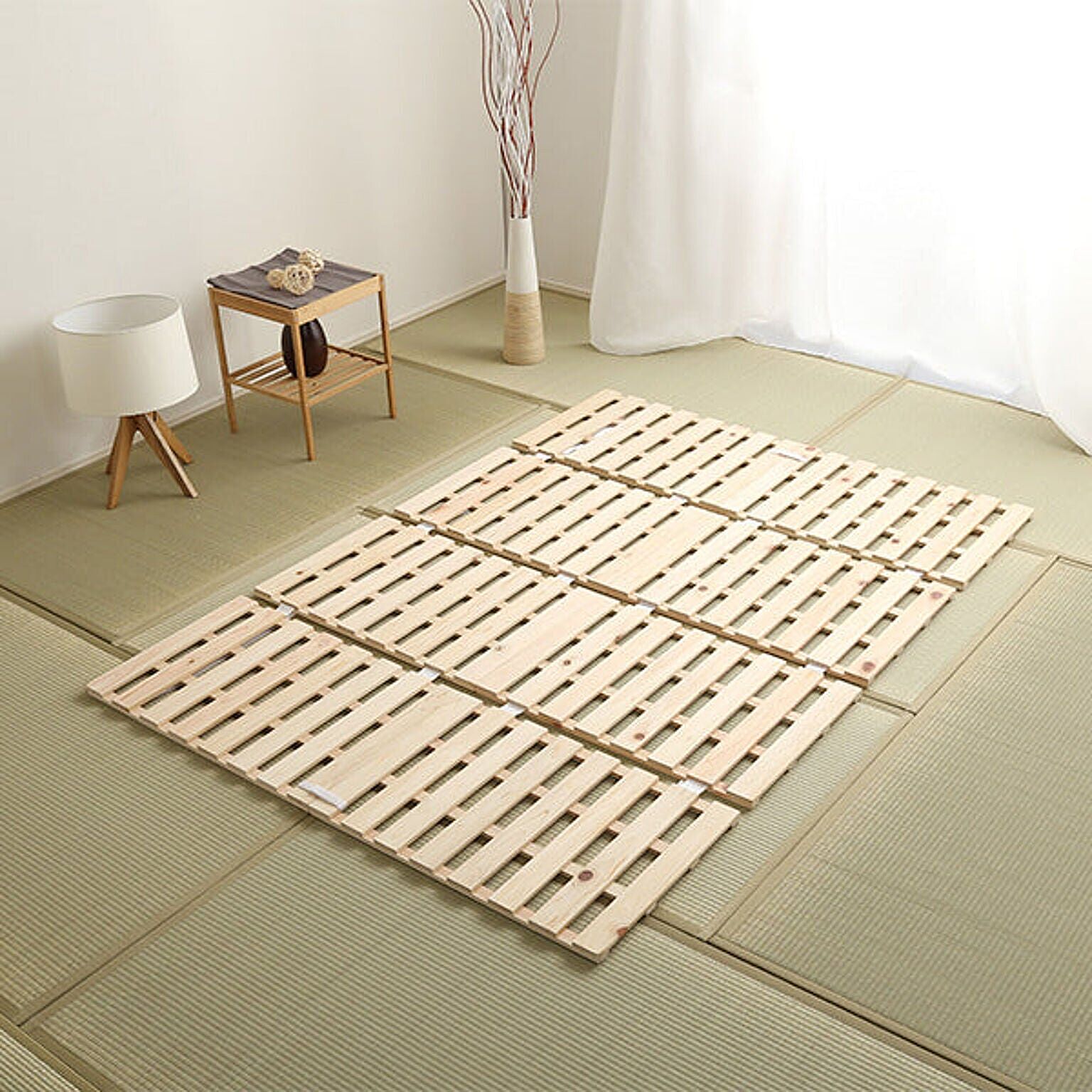 ホームテイスト ダブルすのこベッド 四つ折り式 檜仕様 涼風 ナチュラル
