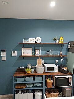 「ブルーグレー×白でつくる、心地良い清潔感のあるコンパクトなキッチン」 by sorasoraさん