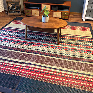 【RoomClipショッピングで買える！】香りと肌触りで癒される♪イケヒコ・コーポレーション「い草ラグ　ＤＸデニムラルフ」の活用実例4選