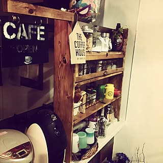 調味料収納&さりげない目隠しに♪カフェ風キッチン棚 by ookiniさん