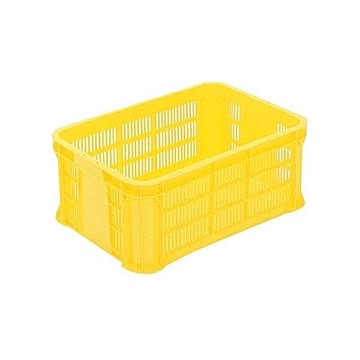 【5個セット】 リステナー/網目コンテナボックス  イエロー メッシュ構造 〔みかん 果物 野菜等収穫 保管 保存 物流〕【代引不可】