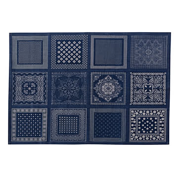 AZUMAYA ラグ TTR-151BL 130×90cm マット コットン 綿 長方形 インド製