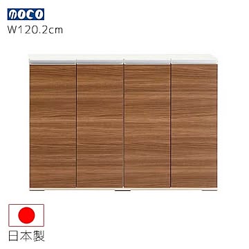 フナモコ ローキャビネット ブラウン色 LBD-120 幅120.2 奥行31.0 高さ84.0 木目柄 木製 薄型 カウンター下収納 キャビネット 家具 収納家具 インテリア 日本製 送料込み