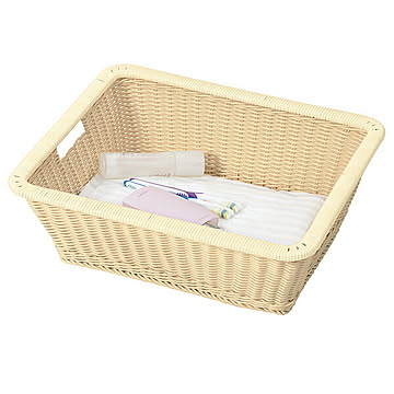 サンフラワーラタン GK127PNA 脱衣カゴ 幅47cm 奥行37cm 高さ16cm 丸洗い 完成品 快適 ウォッシャブル アジアンテイスト 送料込み