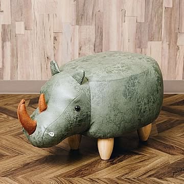 アニマルモチーフ スツール Rhino カーキ