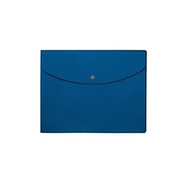 （まとめ）プラス ポケット付エンベロープ 横型マチ付 青【×20セット】
