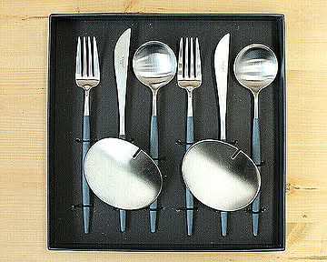 クチポール ゴア ブルー ディナーセット（ディナーナイフ・ディナーフォーク・ディナースプーン） +  カトラリーレスト 8点セット  Cutipol GOA