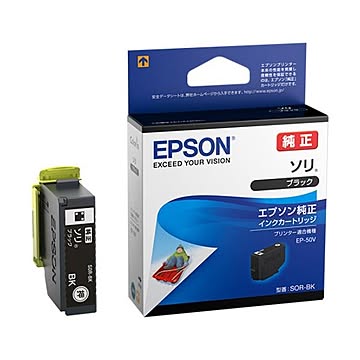 （まとめ）エプソン インクカートリッジ ソリブラック SOR-BK 1個 【×5セット】