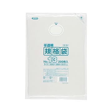 （まとめ） ジャパックス HD規格袋 半透明 13号260×380×厚み0.01mm E-13 1パック（200枚） 【×10セット】