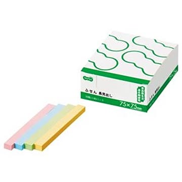 （まとめ） TANOSEE ふせん 長見出し 75×7.5mm 4色 1パック（40冊） 【×5セット】