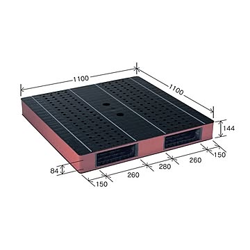 岐阜プラスチック工業 カラープラスチックパレット HB-R2・1111SC ブラック／ブラウン 両面使用 1100×1100mm 自動倉庫対応【代引不可】