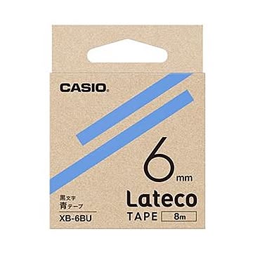 （まとめ）カシオ ラテコ 詰替用テープ6mm×8m 青/黒文字 XB-6BU 1個【×20セット】