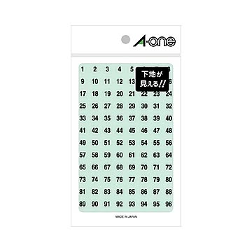 （まとめ） エーワン 特殊ラベル 丸型 直径9mm透明（黒文字） 数字「1~100」各4片 08081 1パック ×30セット