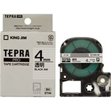 (業務用5セット) キングジム テプラPROテープ/ラベルライター用テープ 幅：4mm ST4K 透明に黒文字