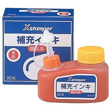 （まとめ） シャチハタ Xスタンパー 補充インキ 顔料系全般用 30ml 朱色 XLR-30 1個 【×5セット】